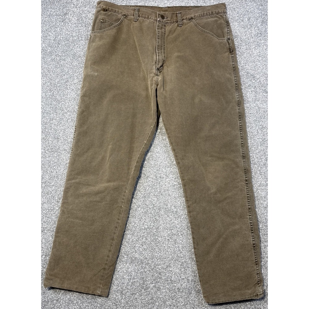 Wrangler Rugged Wear Fleece Lined Pants Men 40 Brown Canvas Work Outdoor